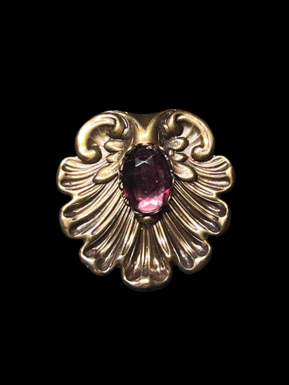 Jeri-Lou Scarf Clip Art Nouveau With Purple Czech Glass